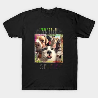 Dog Cat Pet Wild Nature Funny Happy Humor Photo Selfie T-Shirt